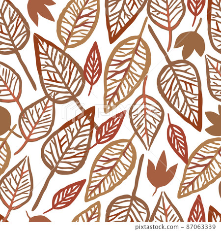 Seamless pattern with skeleton autumn leaves. Vector hand drawn illustration. Seamless pattern with skeleton autumn leaves. Vector hand drawn illustration. 87063339