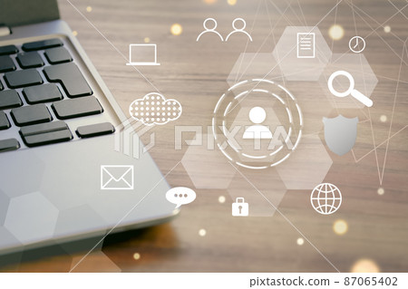 Laptop digital transformation icon Laptop digital transformation icon 87065402