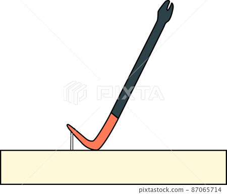 Illustration of a crowbar pulling a nail 87065714
