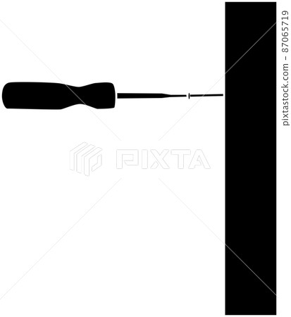 Silhouette of a screwdriver turning a screw Silhouette of a screwdriver turning a screw 87065719