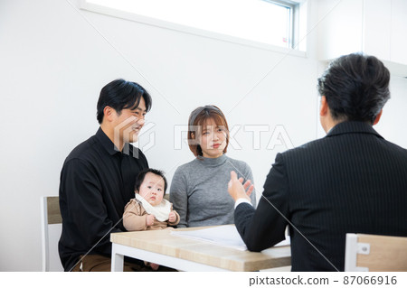 Family talking to salesman Family talking to salesman 87066916