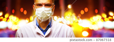 Young doctor against new Coronavirus 2019-nCoV infection. 3D illustration Young doctor against new Coronavirus 2019-nCoV infection. 3D illustration 87067318