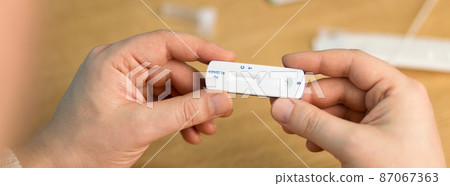Corona virus antigen fast test. Lab card kit test for COVID-19. 87067363