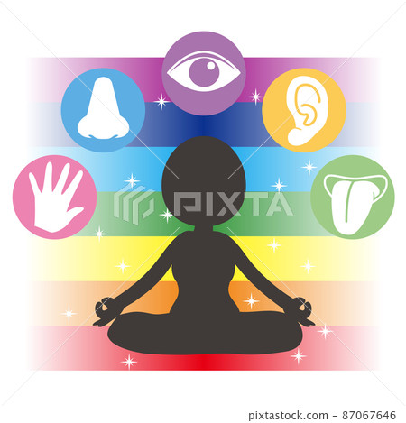 Five senses and meditation image ・ Chakra color background 87067646