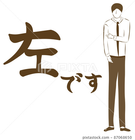 A guide with the words "Left" (illustration of the whole body of a businessman) A guide with the words "Left" (illustration of the whole body of a businessman) 87068650