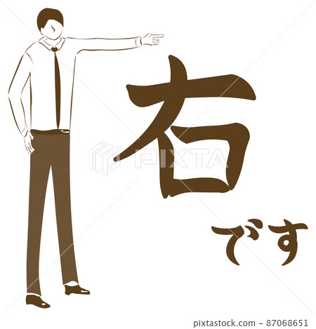 A guide with the words "Right" (illustration of the whole body of a businessman) A guide with the words "Right" (illustration of the whole body of a businessman) 87068651