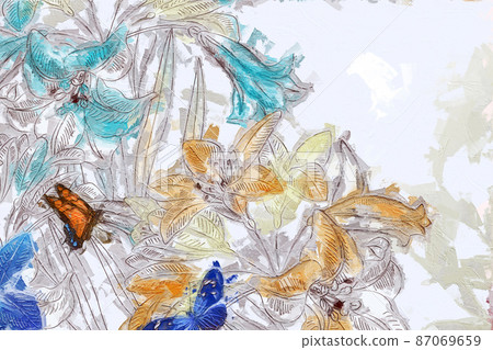 Abstract beautiful oil painting flower vintage illustration 87069659
