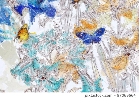 Abstract beautiful oil painting flower vintage illustration Abstract beautiful oil painting flower vintage illustration 87069664