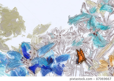 Abstract beautiful oil painting flower vintage illustration 87069667