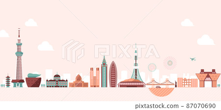 Tokyo cityscape illustration / building · tower · silhouette illustration 87070690