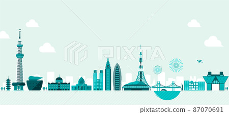 Tokyo cityscape illustration / building · tower · silhouette illustration 87070691
