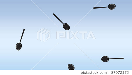 Composition of spoon icons on blue background Composition of spoon icons on blue background 87072373