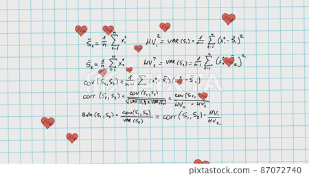 Image of hearts falling over mathematical... - Stock Illustration ...