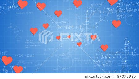 Image of hearts falling over mathematical...-插圖素材 [87072989] - PIXTA圖庫