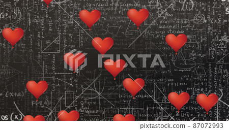 Image of hearts falling over mathematical... - Stock Illustration ...
