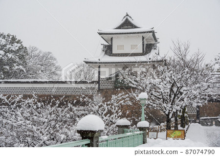 Kanazawa Castle Ishikawamon Snow Cover Taken in February 2022 87074790