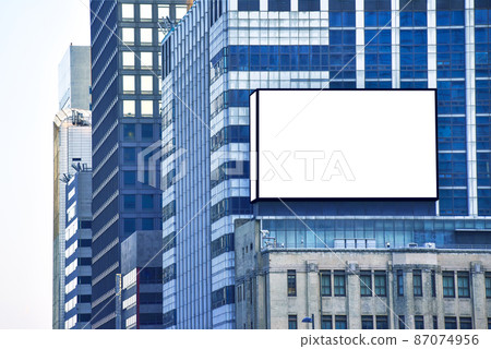 Background of billboard advertisement mock-up on the exterior wall of the building Background of billboard advertisement mock-up on the exterior wall of the building 87074956