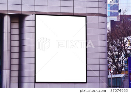 Background of billboard advertisement mock-up on the exterior wall of the building 87074963