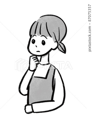 Thinking housewife Housework Simple rough monochrome Thinking housewife Housework Simple rough monochrome 87075357