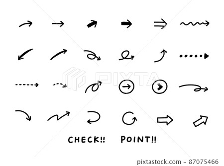 Handwritten arrow icon vector illustration material collection black and white line drawing Handwritten arrow icon vector illustration material collection black and white line drawing 87075466