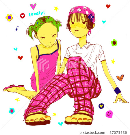 以手寫風格描繪一對戀人的插圖 以手寫風格描繪一對戀人的插圖 87075586