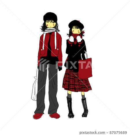 Young couple wearing red fashion Young couple wearing red fashion 87075689