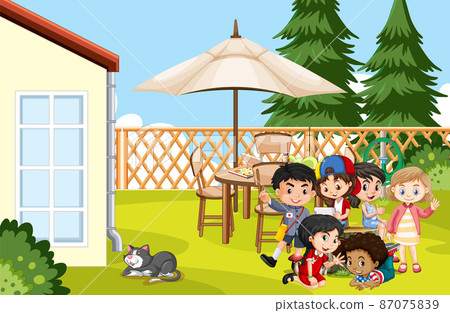 Scene with children in the park Scene with children in the park 87075839