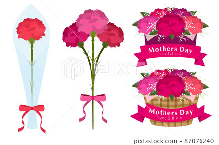 Carnation bouquets and gifts Mother's Day Illustration Pink ver 87076240