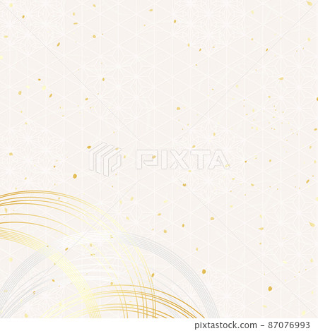 麻葉圖案與金銀水引日式背景素材 87076993