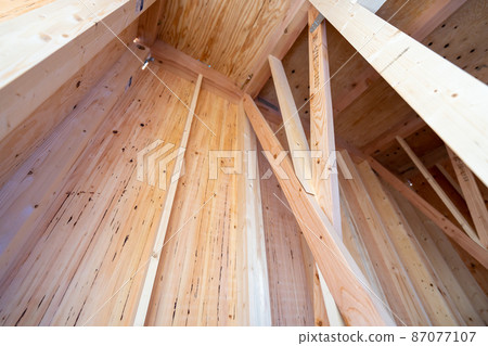 Structure of a wooden two-story house 87077107