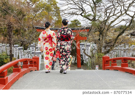 婦女過橋前往旗上弁財天社 87077534