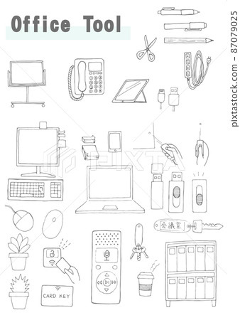 手繪辦公工具、商務工具、辦公用品、文具 87079025