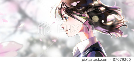 工作女性插圖簡介 左側有空間，有背景 87079200