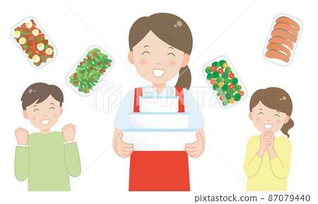 A couple who are pleased with the prepared dishes of the cooking agency staff A couple who are pleased with the prepared dishes of the cooking agency staff 87079440