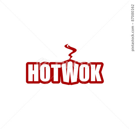 Steaming wok box icon. Chinese and japanese cuisine wok meals delivery service, asian fast food restaurant vector typography emblem, simple label or symbol with takeaway noodle box 87080162