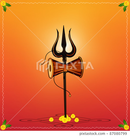 illustration of the greeting card for Maha Shivaratri, the Hindu festival celebrated by Lord Shiva, Trishul 87080799