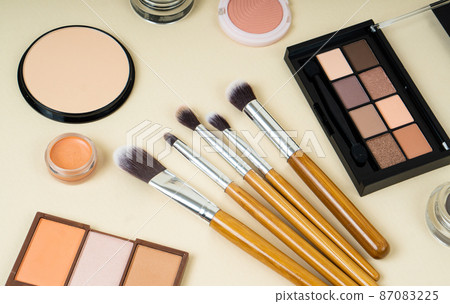 Group of cosmetic and makeup products on studio background Group of cosmetic and makeup products on studio background 87083225