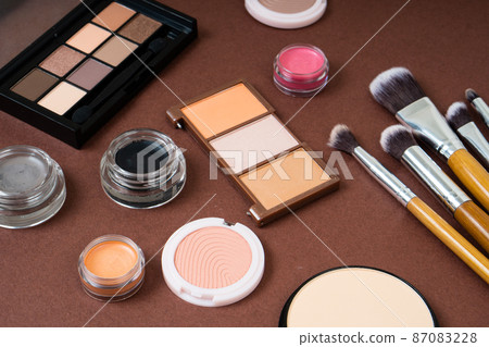 Group of cosmetic and makeup products on studio background Group of cosmetic and makeup products on studio background 87083228