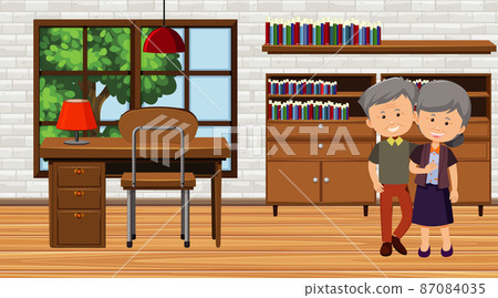 Workroom or workplace scene with an old couple 87084035