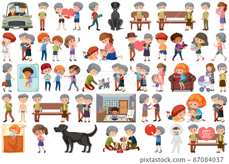 Set of different activities people in cartoon style 87084037