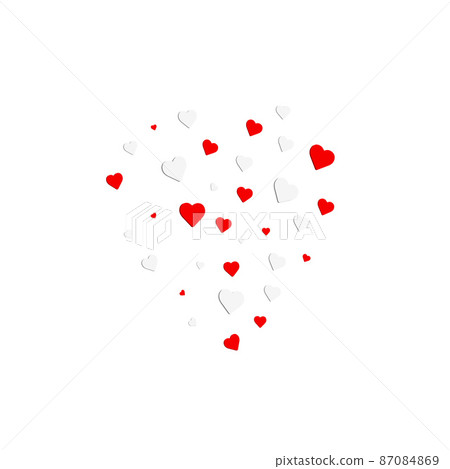 Beautiful Confetti Hearts Falling on Background. Invitation Template Background Design, Greeting Card, Poster. Valentine Day. Vector illustration 87084869