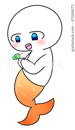 與魚相處融洽的美人魚角色[無背景] 87084871