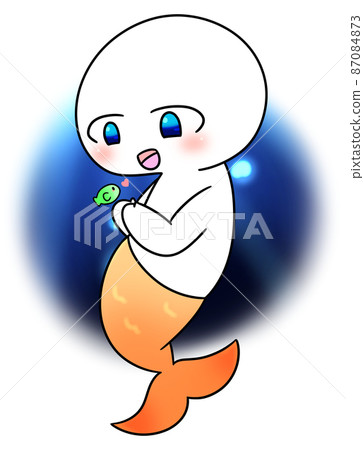A mermaid character who makes friends with fish at the bottom of the sea A mermaid character who makes friends with fish at the bottom of the sea 87084873