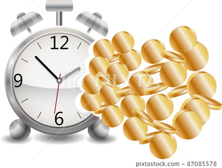 Concept time is money, metal watches turning into gold coins. Time management illustration. Time management business concept. 87085578