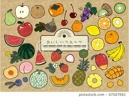 許多手繪水果牛皮紙 87087662