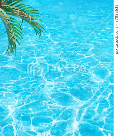 Beautiful frame illustration material of shimmering waves of the sea and palm trees Beautiful frame illustration material of shimmering waves of the sea and palm trees 87088632