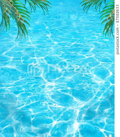 The shimmering waves of the summer sea and the beautiful fluffy lambs of palm trees Illustration material The shimmering waves of the summer sea and the beautiful fluffy lambs of palm trees Illustration material 87088633