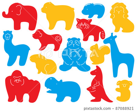 Animal puzzle cute silhouette colorful illustration material 87088921