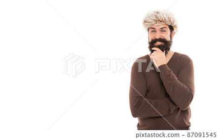 male winter fashion. mens beauty. laughing man portrait. copy space. male winter fashion. mens beauty. laughing man portrait. copy space. 87091545