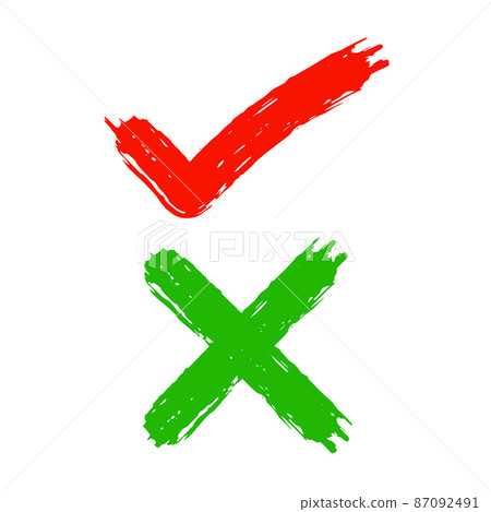 grunge style check mark and cross symbol design grunge style check mark and cross symbol design 87092491